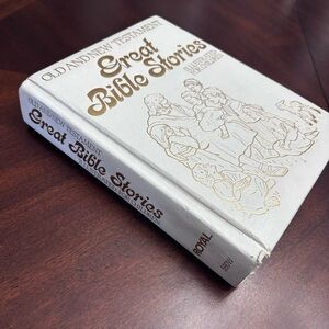 Vintage Great Bible Stories Hardcover White & Gold Illustrated 1970 Bible Book